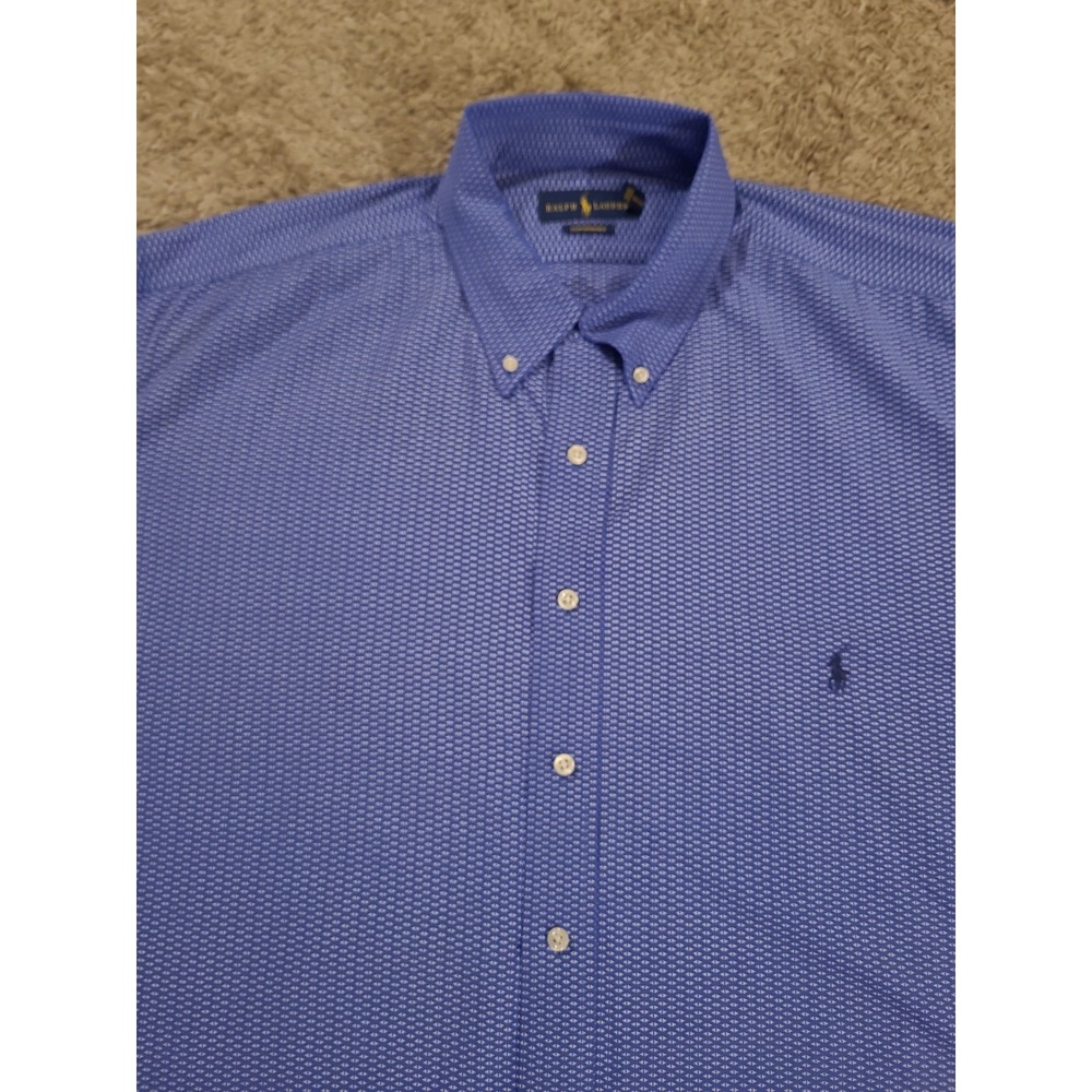 Ralph Lauren Performance Shirt Mens 2XB Blue Geometric Button Down